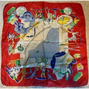 Vintage Rare Ringling Bros. Barnum & Bailey Pure Silk Linbro Scarf 28in x 28in